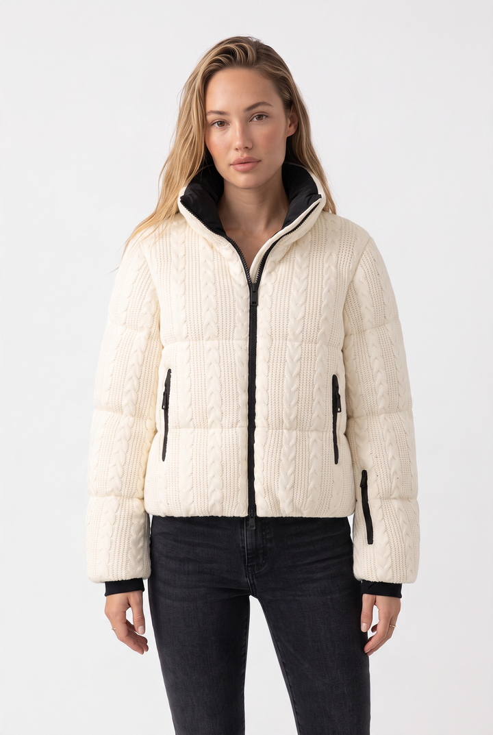 Collar Color Block Cotton Padded Jacket