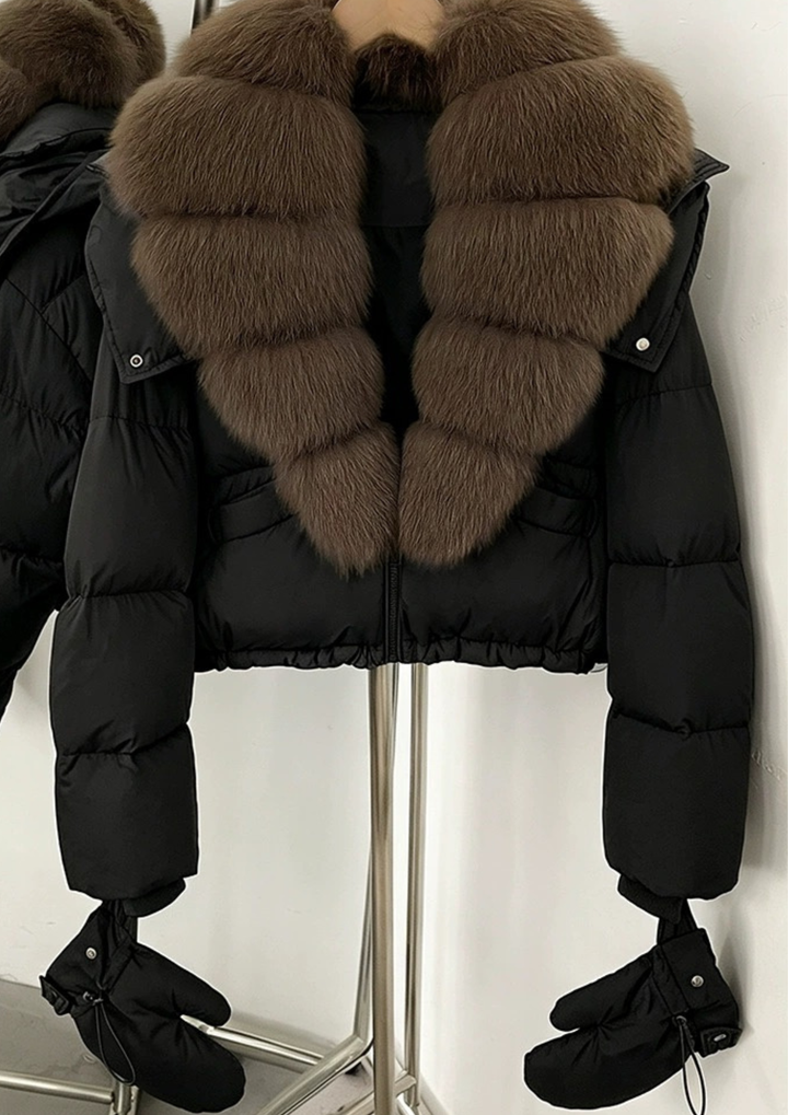 Luxe Fur Daily Jacket With Gloves