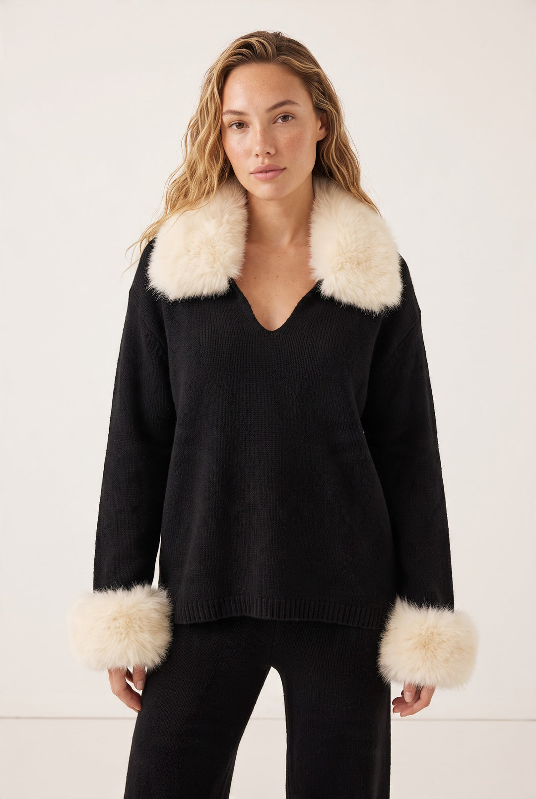 Serena Fur Collar Knit Set