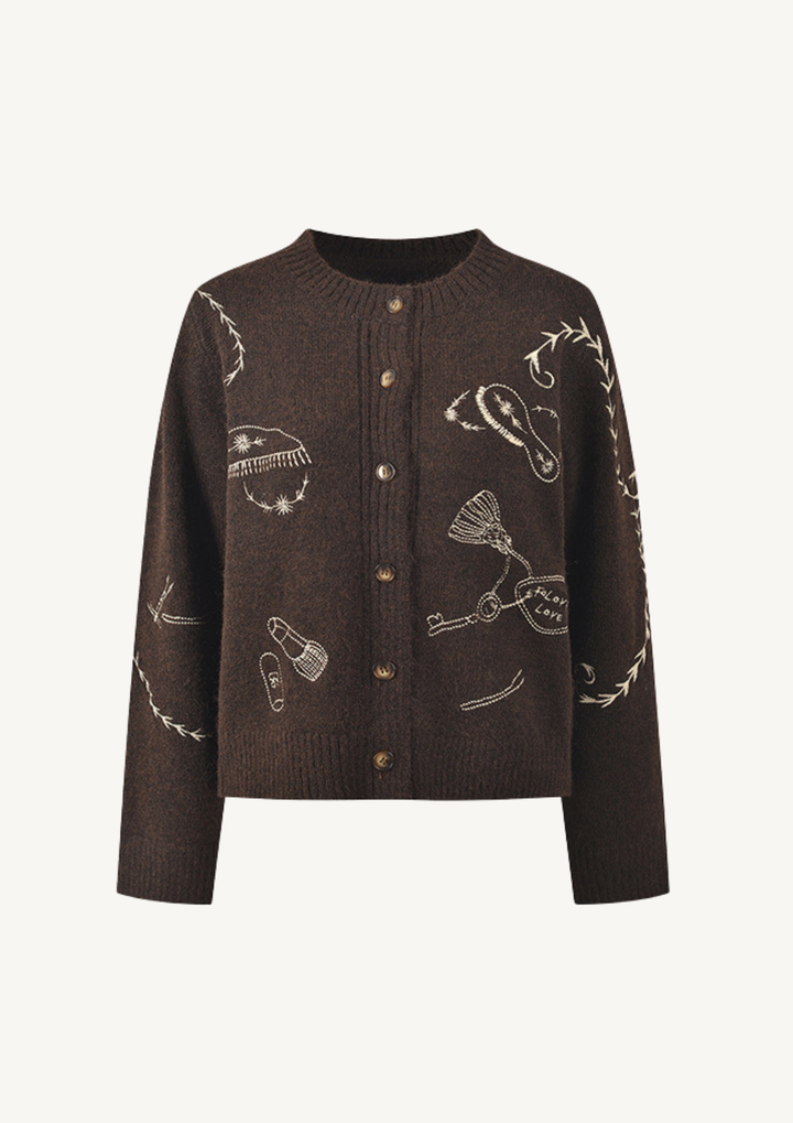 Vintage Embroidered Wool Cardigan top