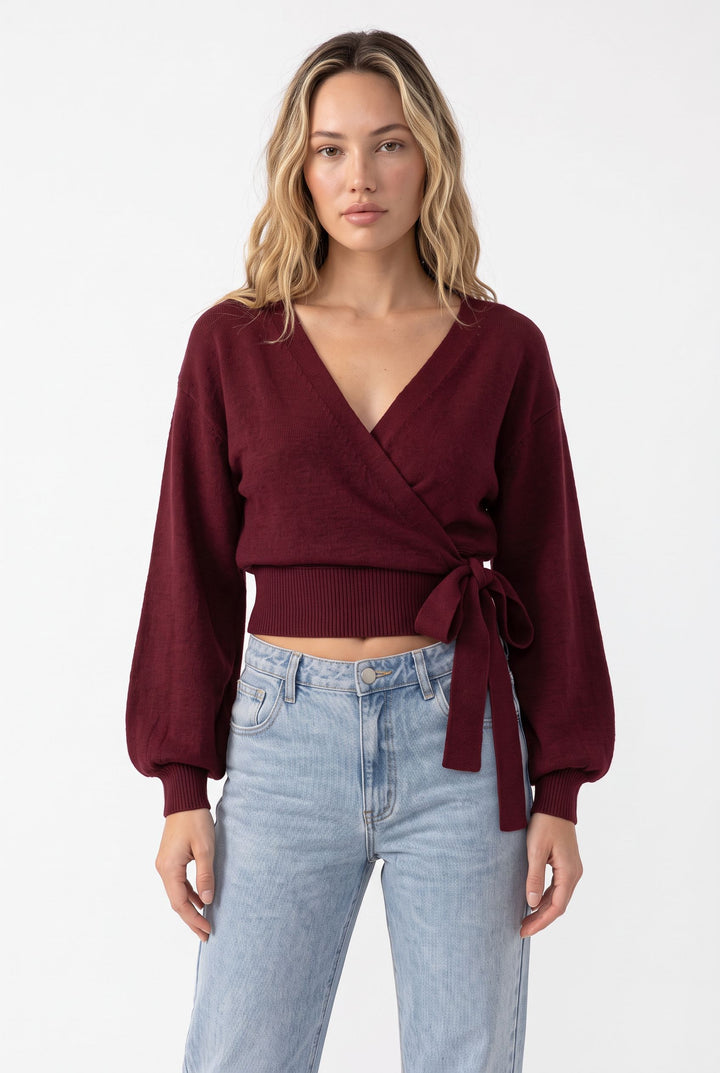 Valeria Elegant Wrap Knit Top