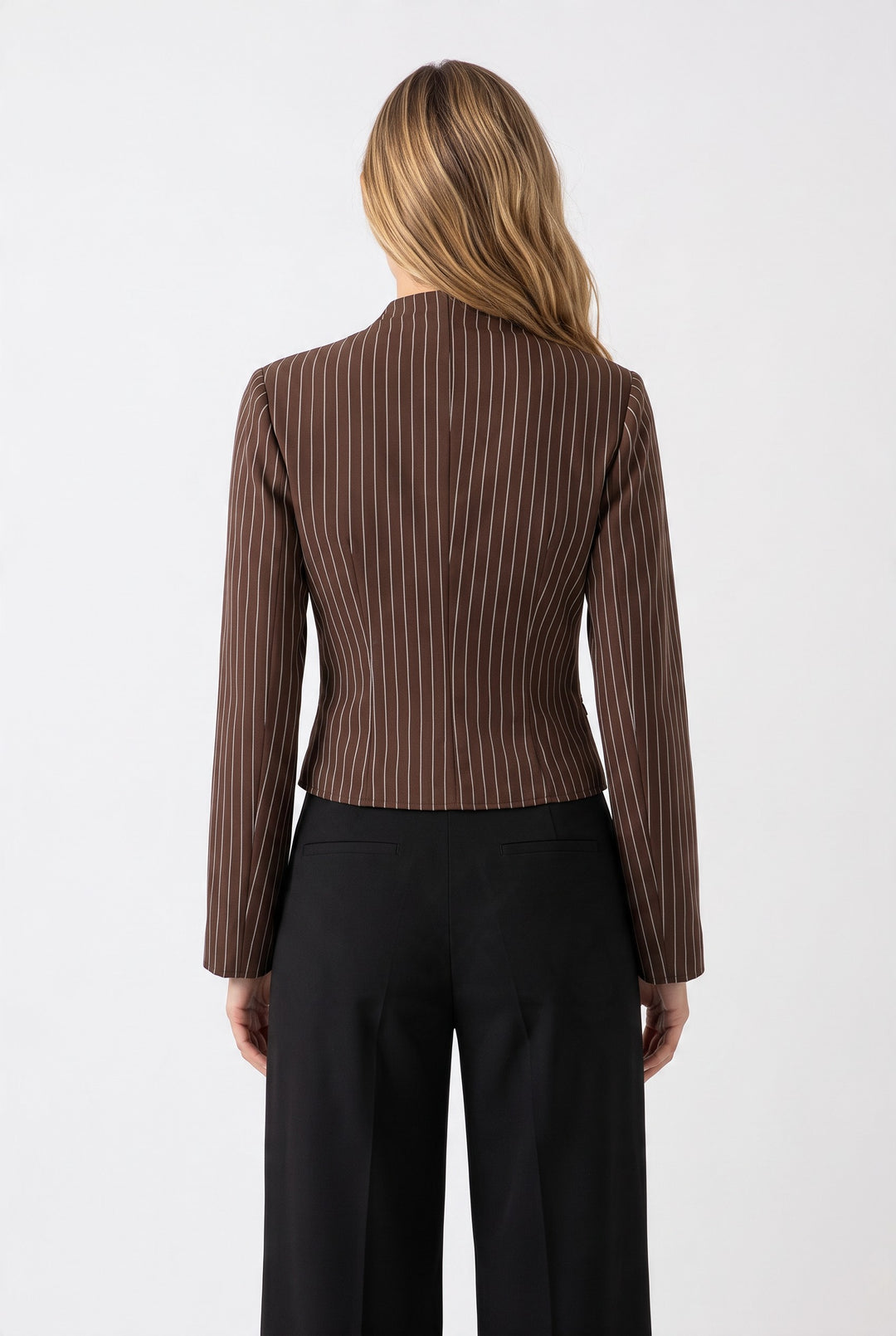 Arden Pinstripe Belted Blouse