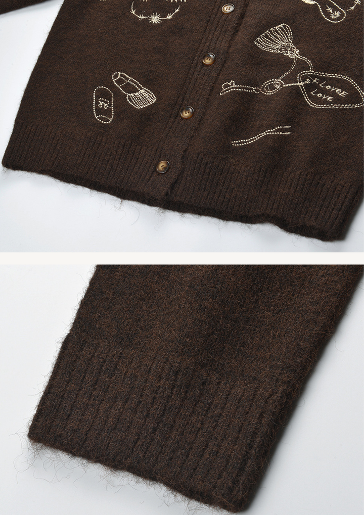 Vintage Embroidered Wool Cardigan top