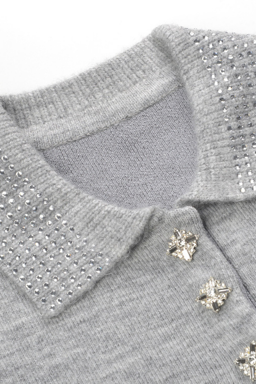 Diamond Beaded Soft Wool Collar Top