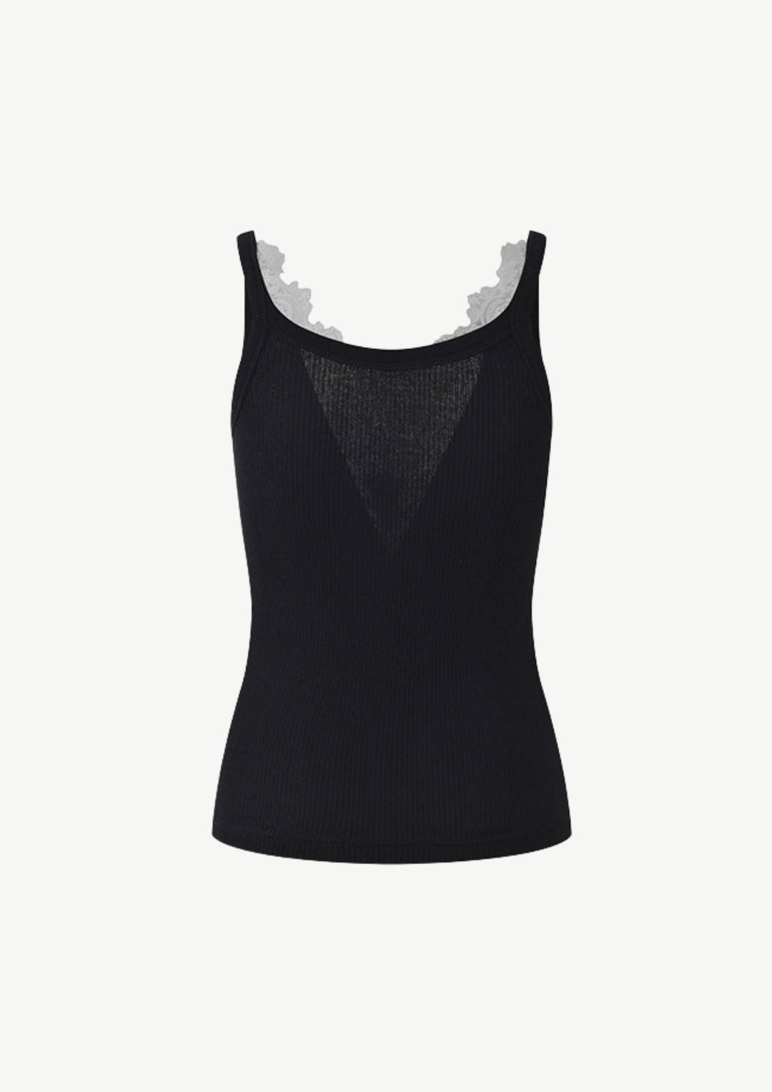 Lace Trim Ribbed Knit Tank Top