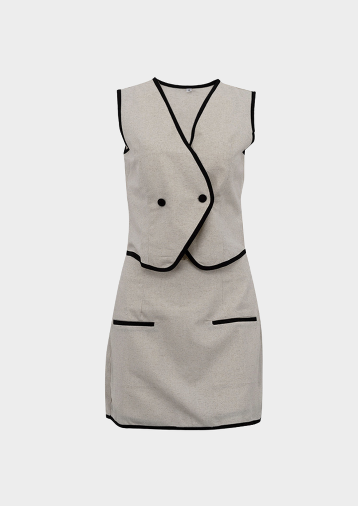 Monroe Contrast Trim Vest &amp; Mini Skirt Set