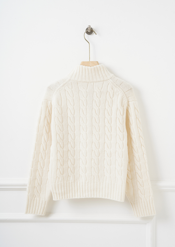 Half Zip Cable Knit Sweater