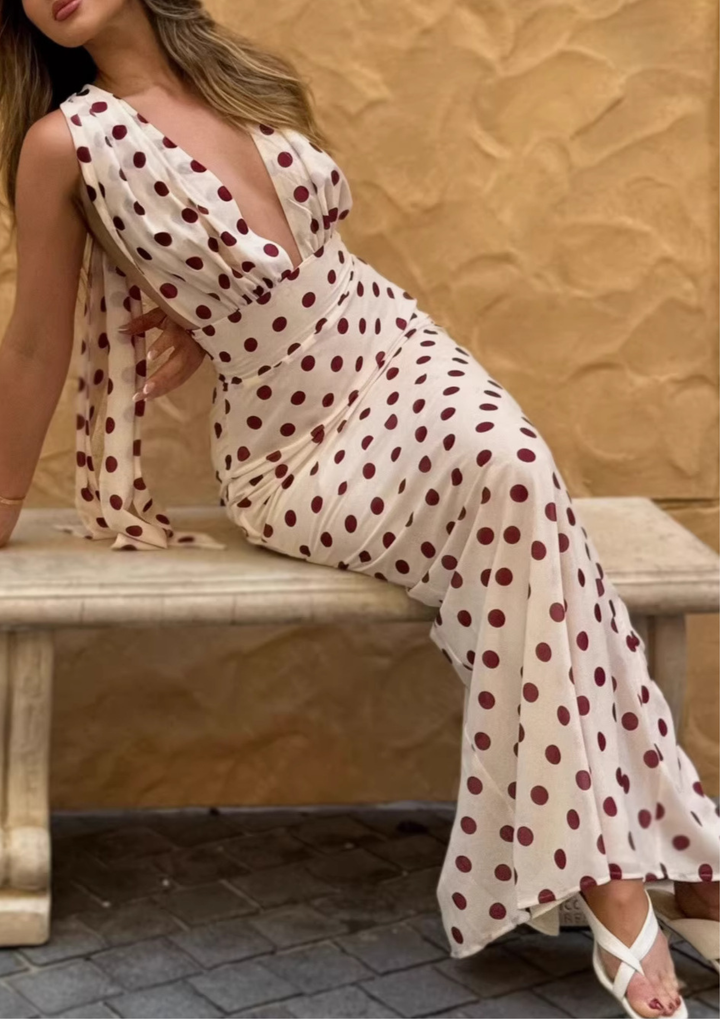 Vintage Polka Dot Maxi Dress