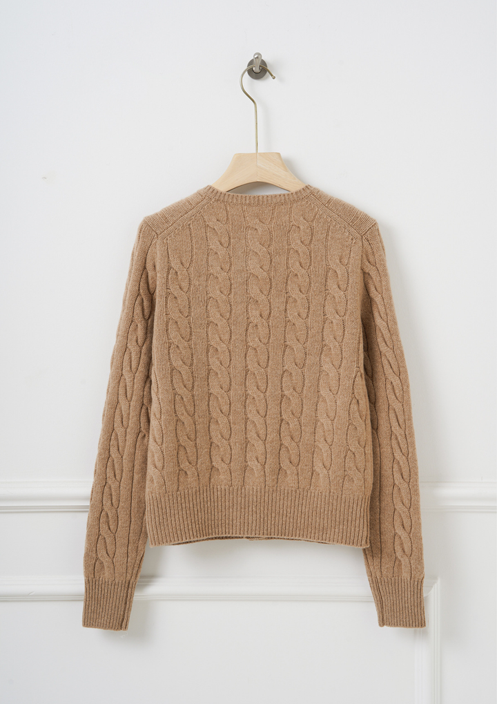 Classic Cable Knit Wool Cardigan