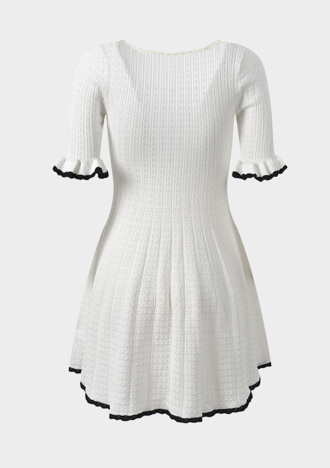 Ivory Lace Up Knit Mini Dress