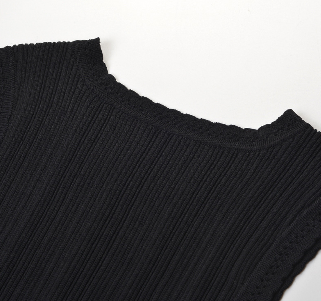 Ribbed Knit Flounce Hem Mini Dress