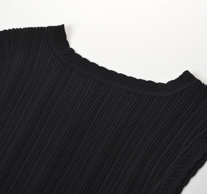Ribbed Knit Flounce Hem Mini Dress