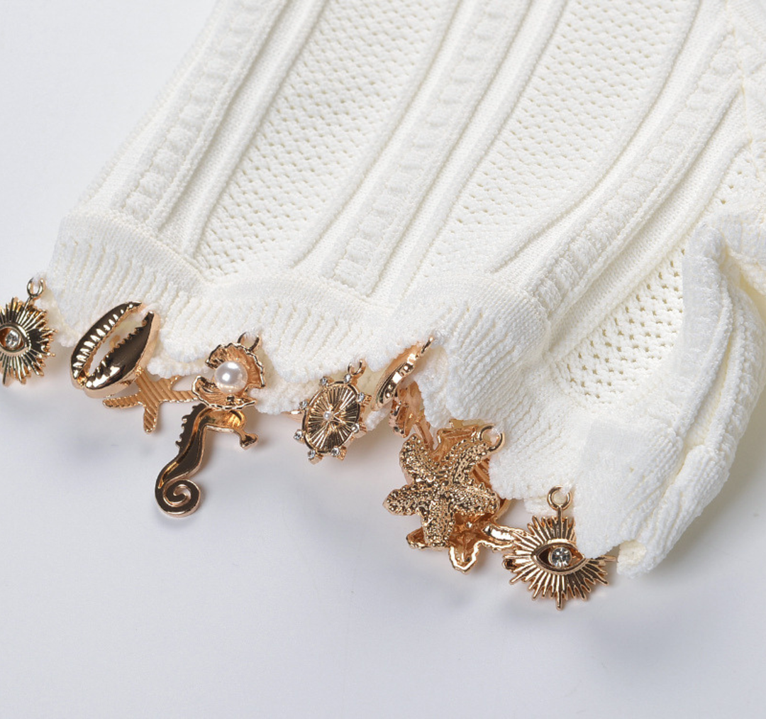 Seaside Charm Embellished Knit Cardigan