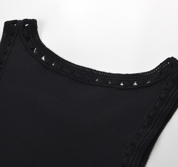 Noir Fringe Knit Maxi Dress