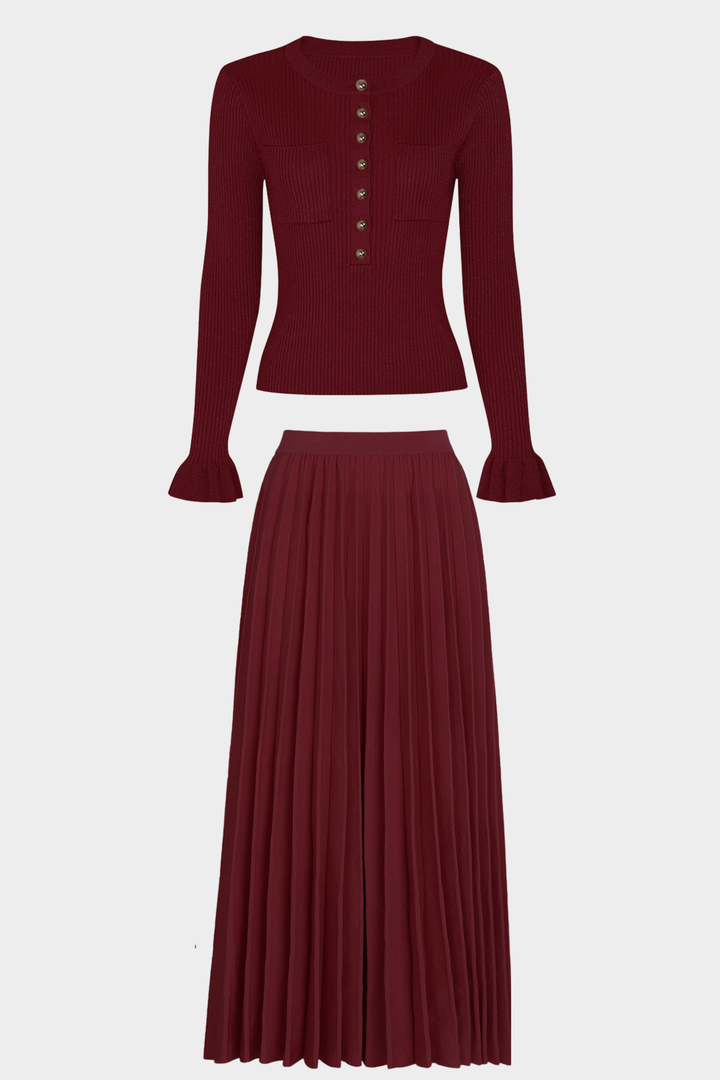 Serena Sparkle Knit Pleated Maxi Set