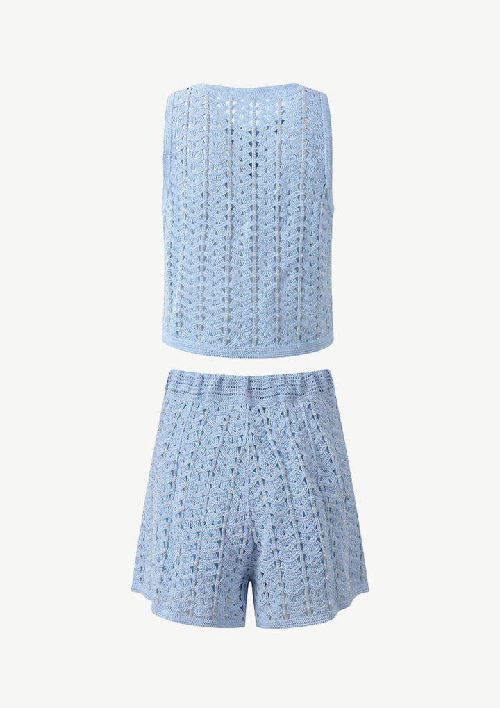 Crochet Knit Top &amp; Shorts Set