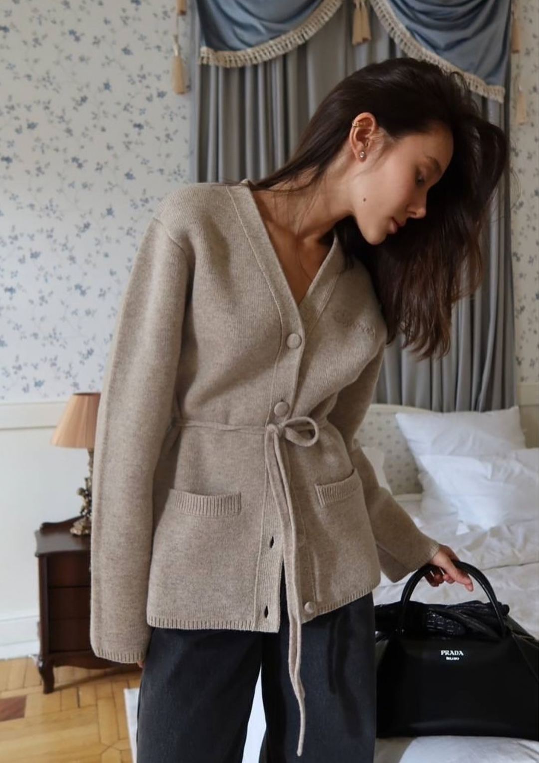 Elara Tie-Waist Knit Cardigan