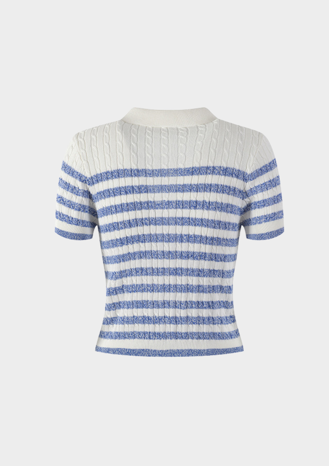 Blue Stripe Knit Polo Top