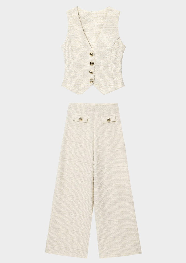 Marais Tweed Vest &amp; Wide Leg Trouser Set