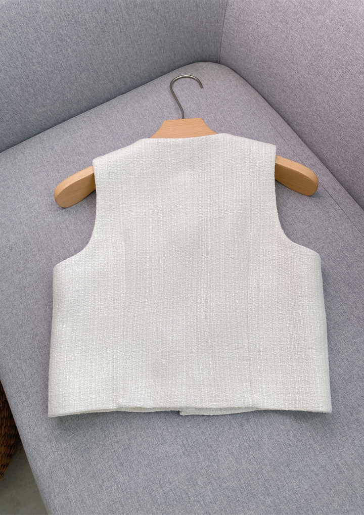 Iris Ivory Tweed Sleeveless Vest Top