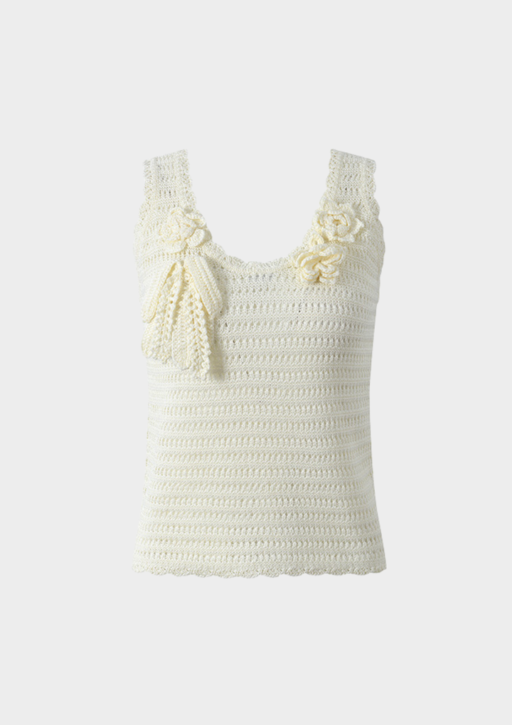 Rosette Crochet Knit Tank Top
