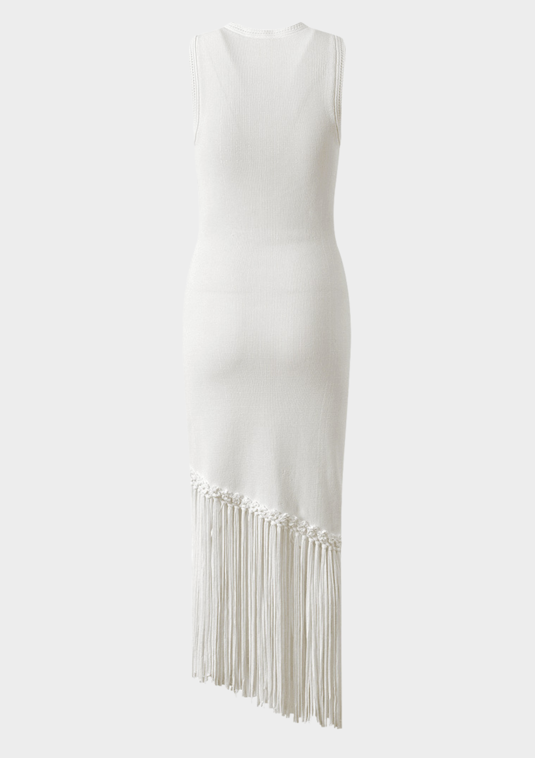 Ivory Fringe Knit Maxi Dress