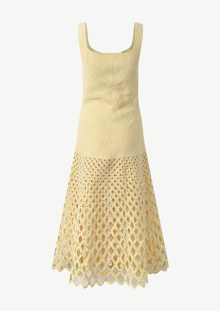 Crystal Embellished Knit Midi Dress