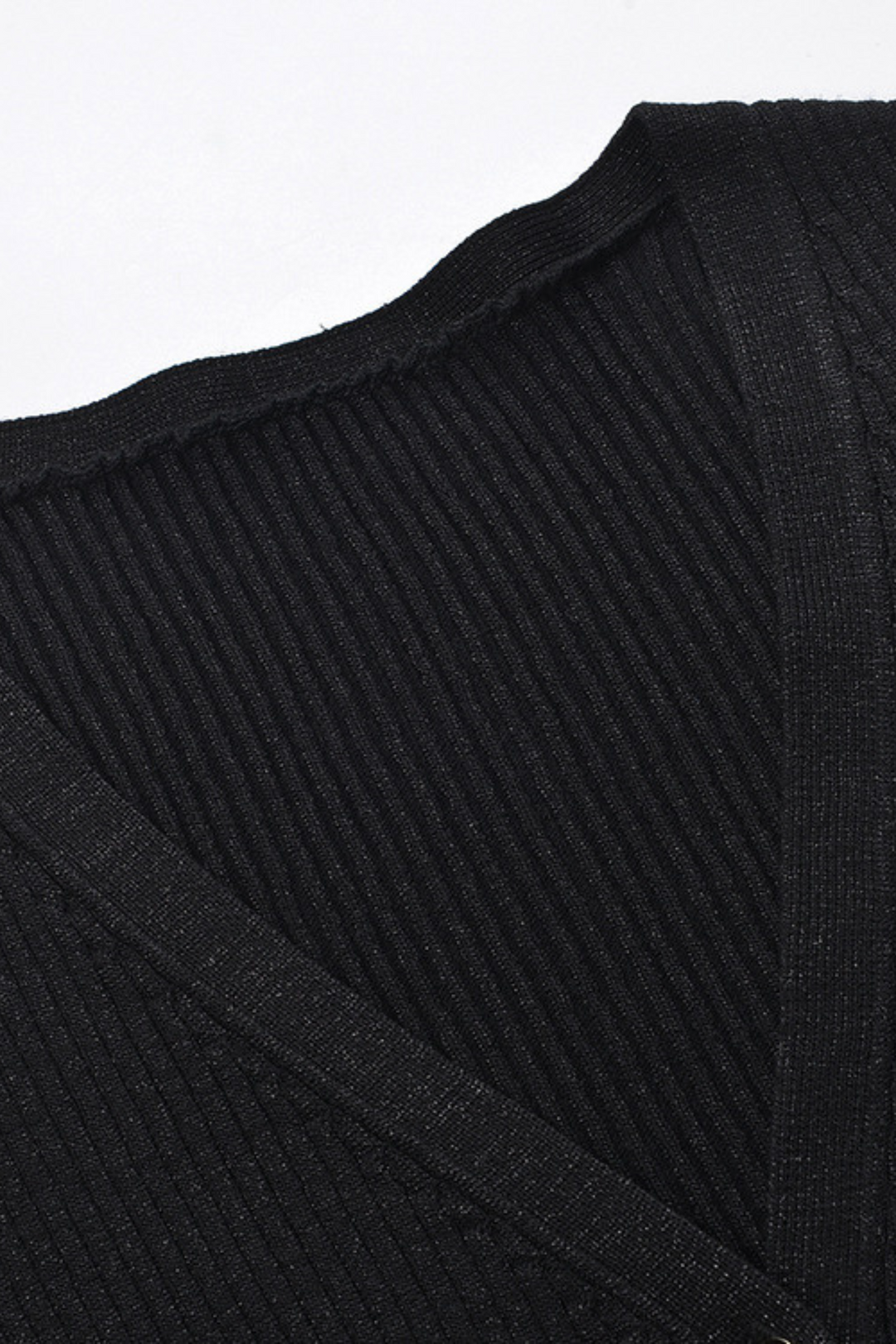 Classic Gleam V Neck Gold Button  Flared SleevesTop