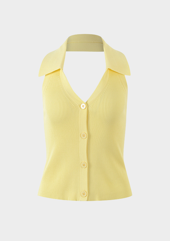 Lemon Halter Ice Knit Top