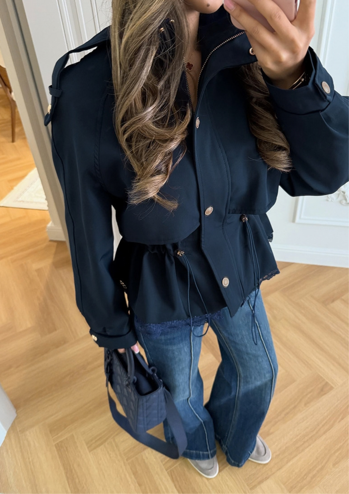 Elara Lace-Trim Utility Jacket