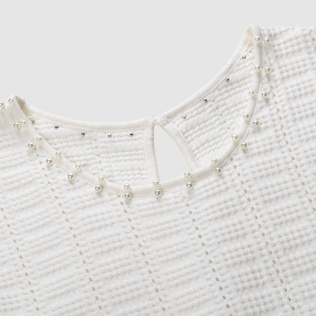 Ivory Pearl Ice  Knit Maxi Dress