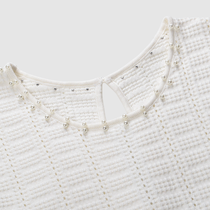 Ivory Pearl Ice  Knit Maxi Dress