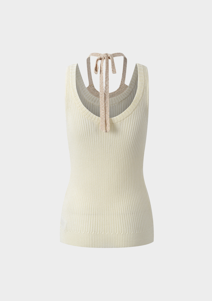 Beaded Halter Knit Tank Top