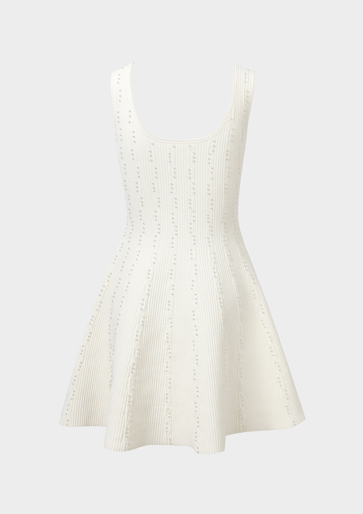 Pearl Embellished Knit Skater Dress