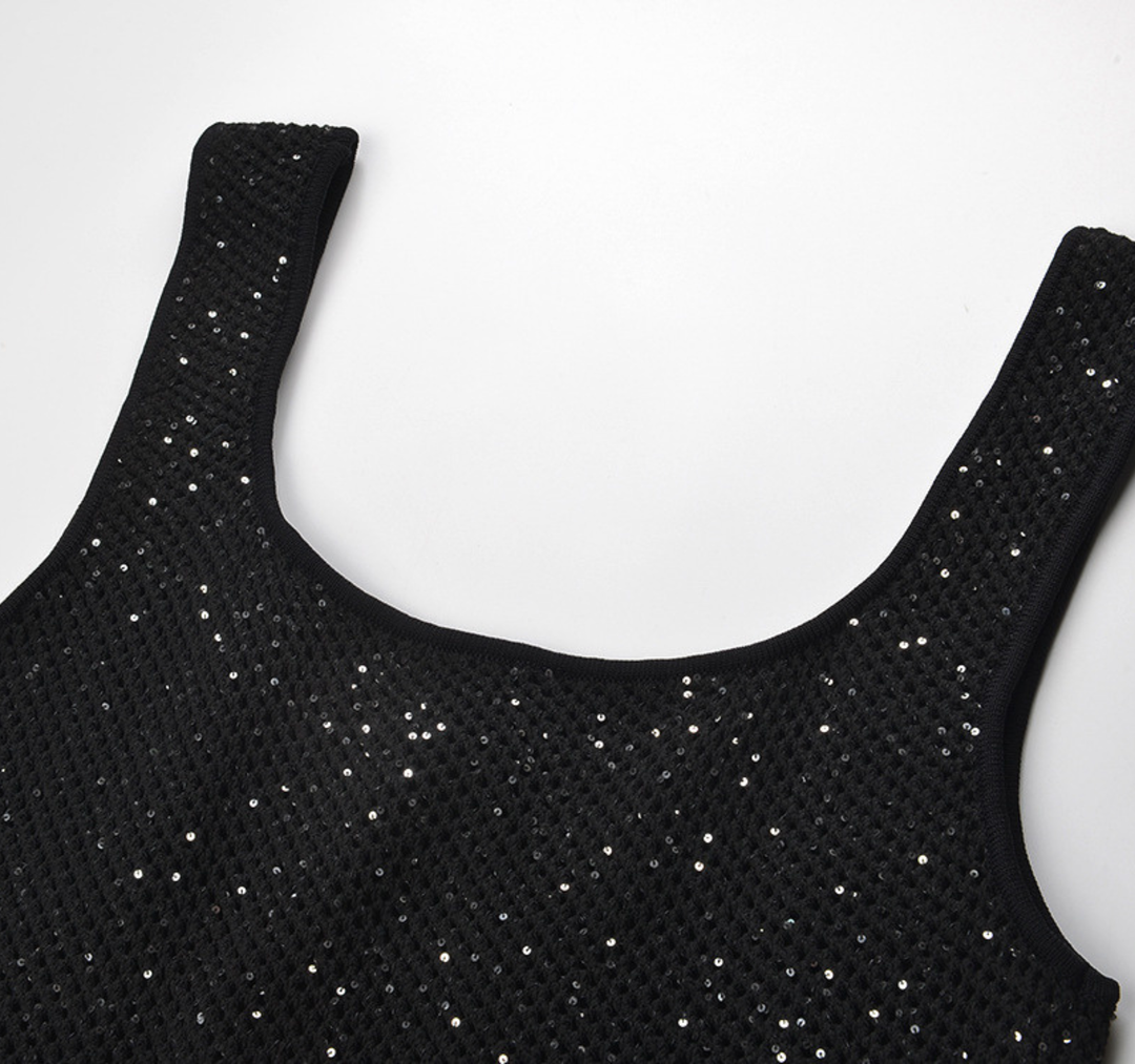 Midnight Sparkle Sleeveless Maxi Dress