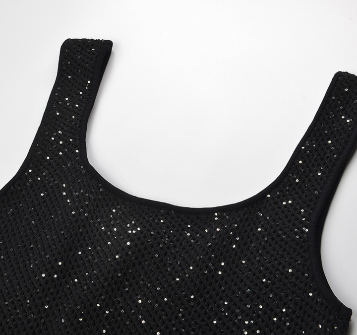 Midnight Sparkle Sleeveless Maxi Dress