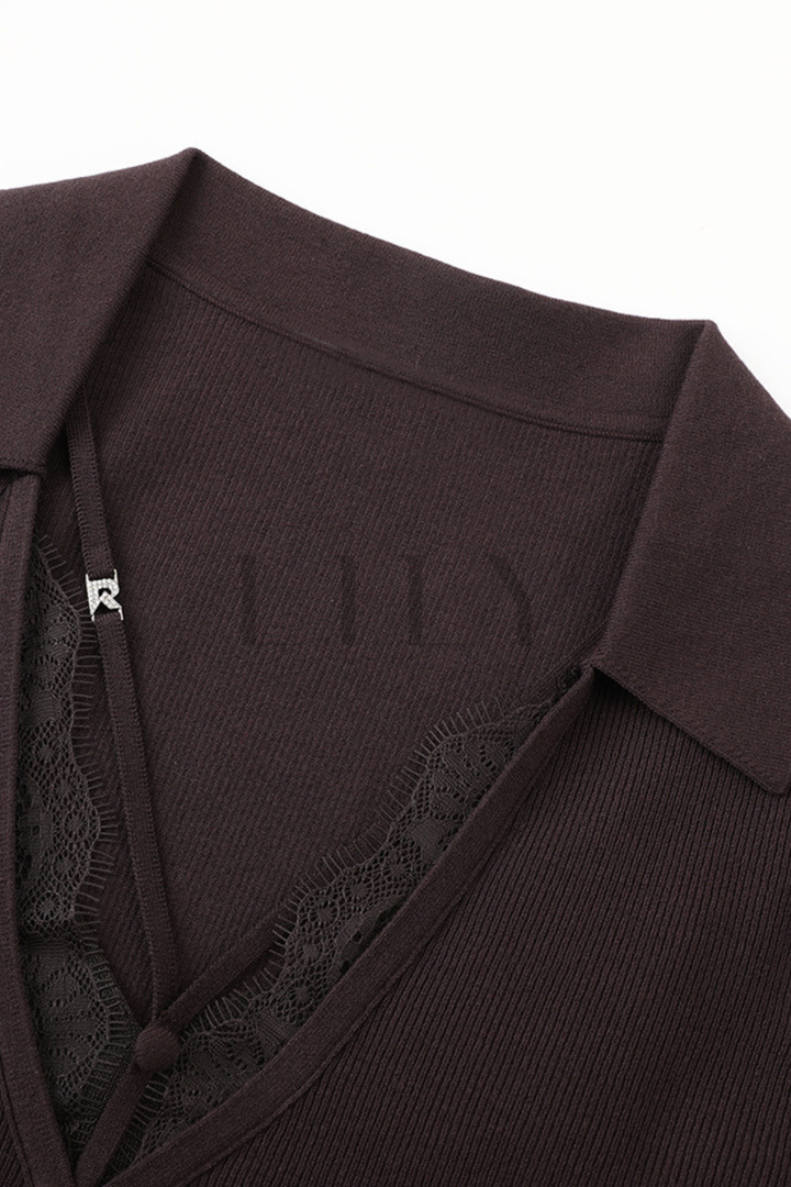 Feather Lace embroidery  Wool Knit Cardigan Top