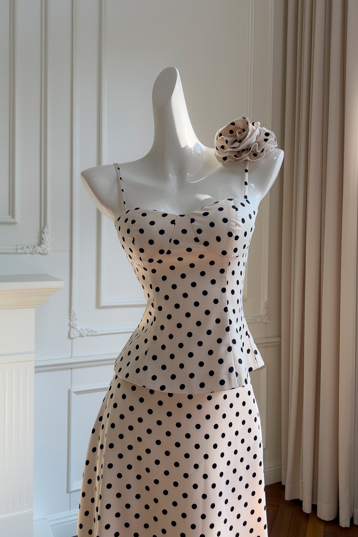 La Rosa Polka Luxe Satin Maxi Set