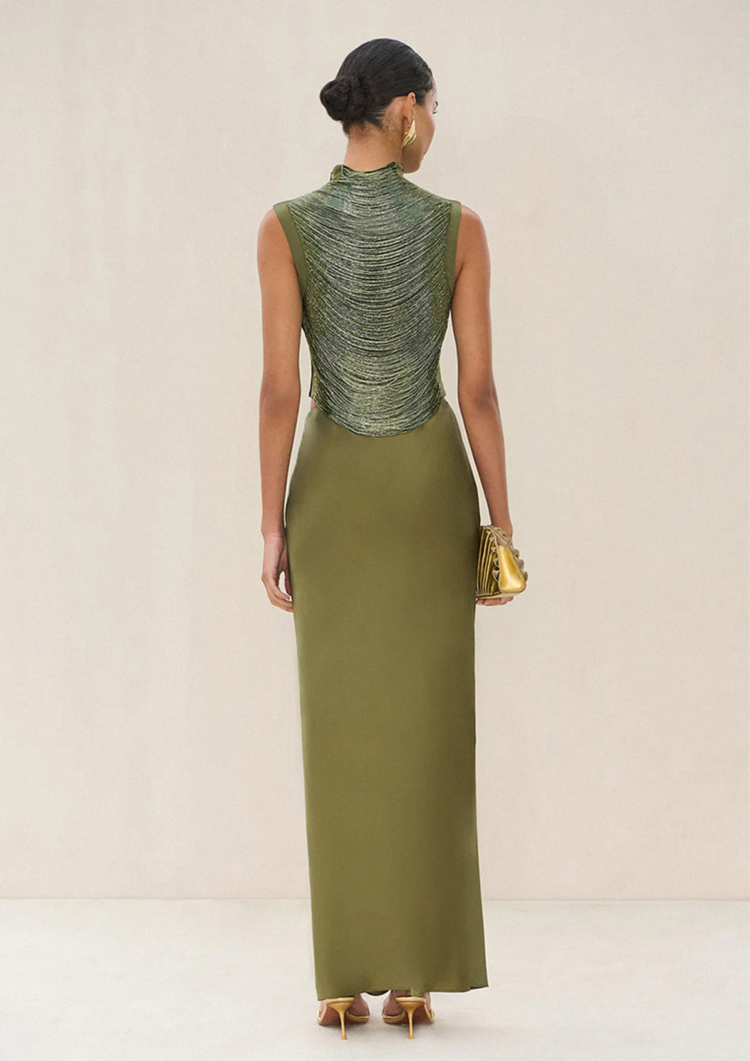 Olive Luxe Shimmer Gown