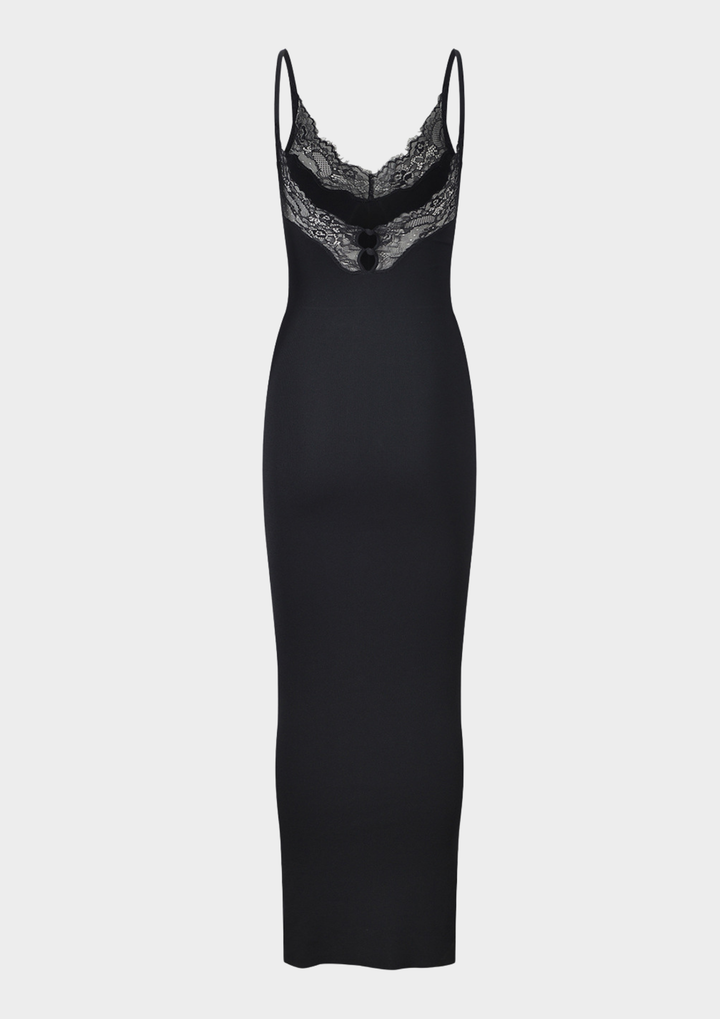 Lace Trim Sculpting Maxi Dress