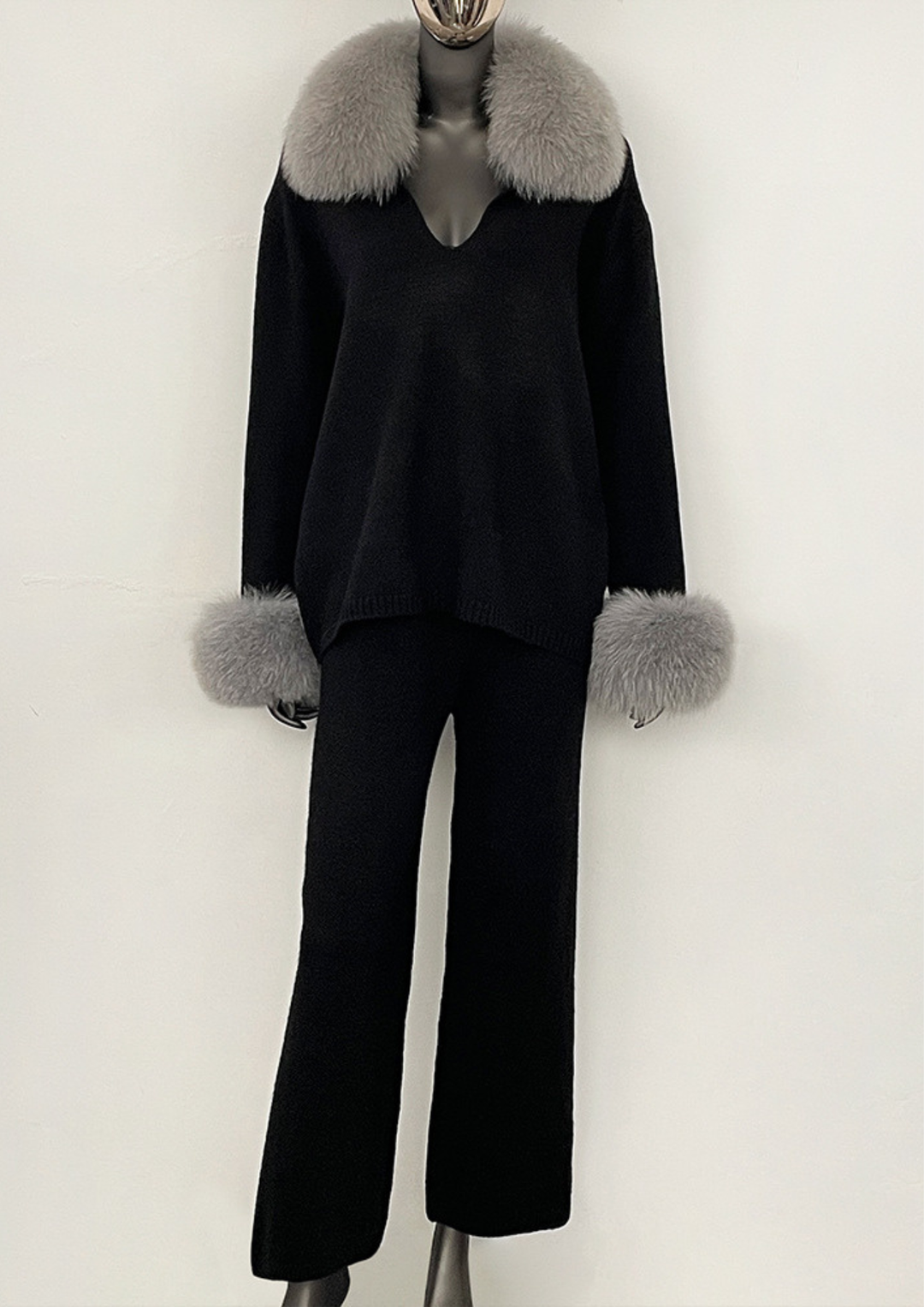 Serena Fur Collar Knit Set