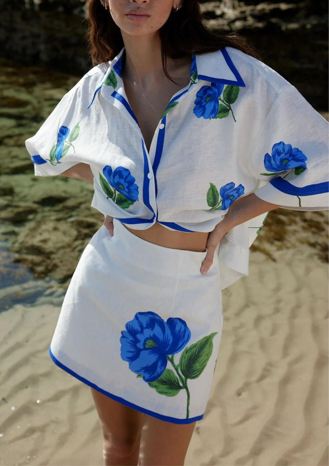 Azure Bloom Resort Skirt Set