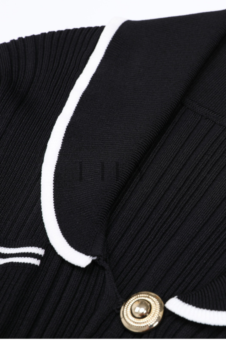 Clara Contrast Trim Knit Flare Cuff Maxi Dress