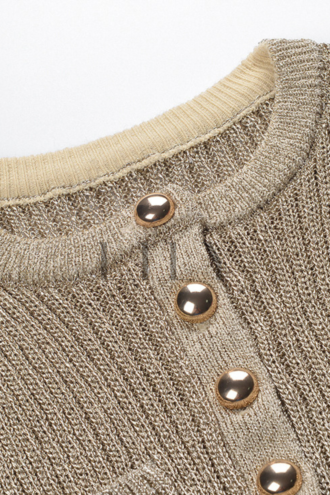 Golden Sand Chain Ribbed Knit Maxi Dress