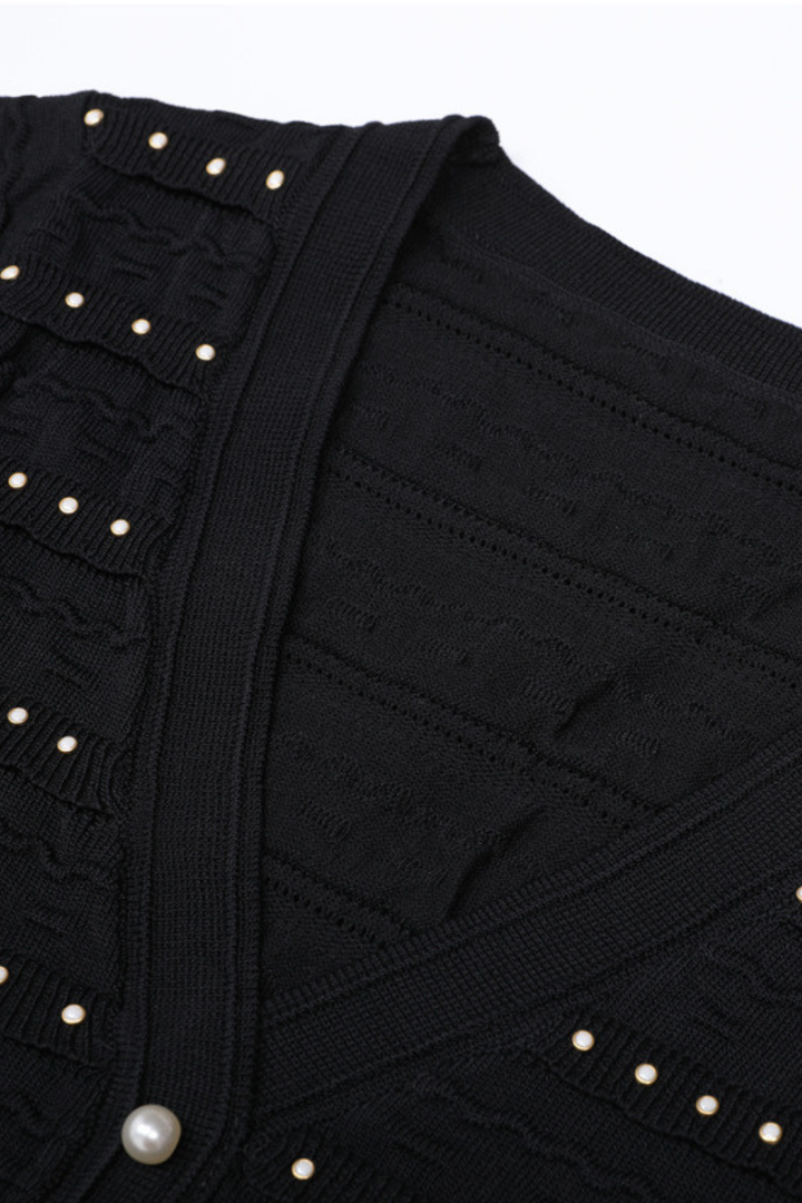 Elegant Pearl V Neck Maxi Dress