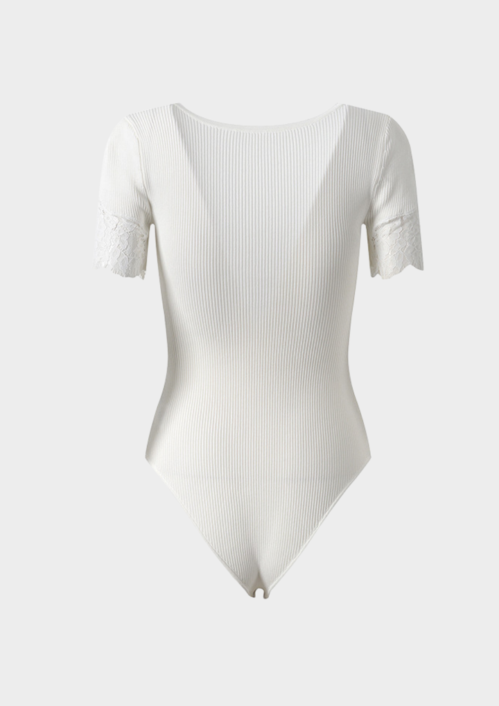 Ivory Lace Ribbed Bodysuit