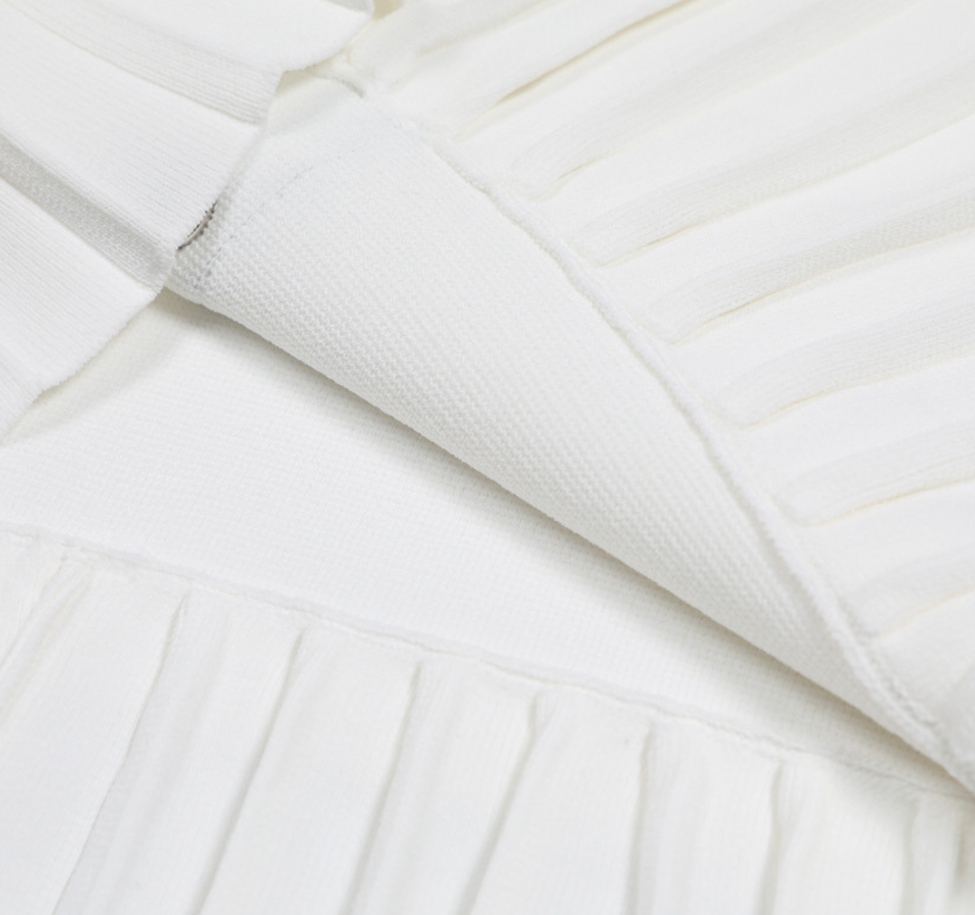Ivory &amp; Sky Blue Trim Knit Dress