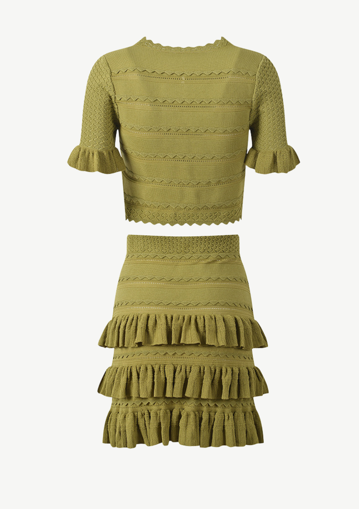 Ruffle Knit Top &amp; Skirt Set