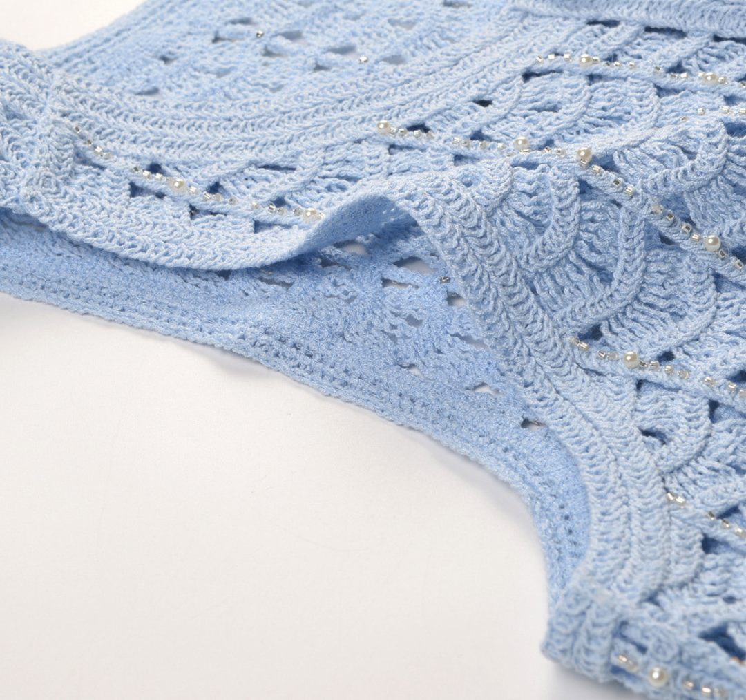 Crochet Knit Top &amp; Shorts Set