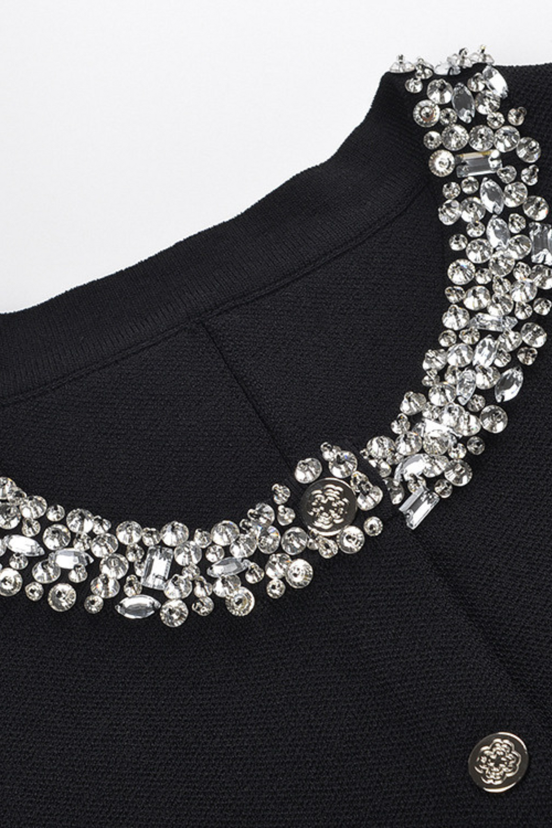 Crystal Luxe Embellished Cuff Detailed soft Wool Knit Jacket Top